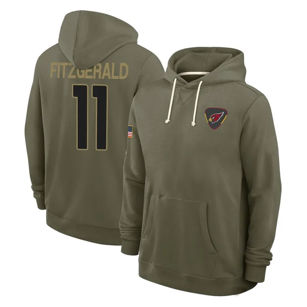 Parkc A.Cardinals #11 Larry Fitzgerald Player Olive Salute to Service Hoodies Stitched Jerseys
