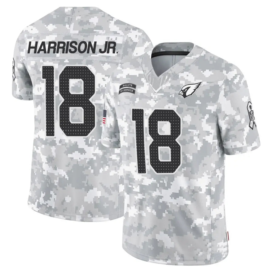 Parkc A.Cardinals #18 Marvin Harrison Jr. Player Camo Salute to Service Limited Stitched Stitched Jerseys