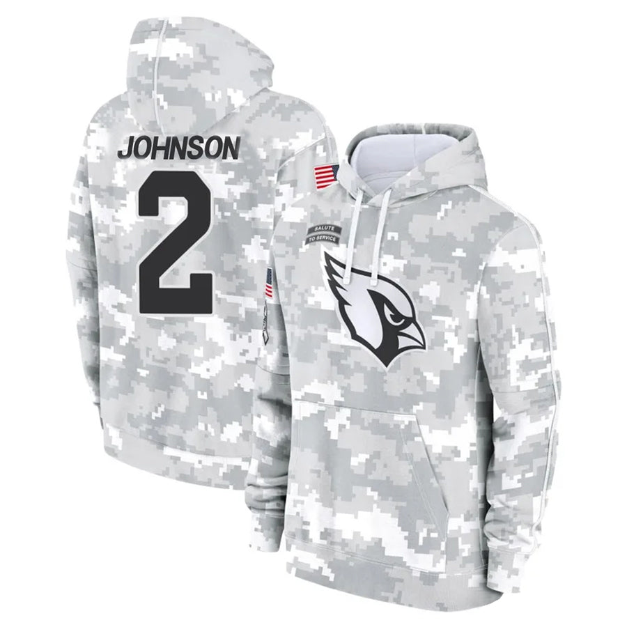 Parkc A.Cardinals #2 Will Johnson Player Camo Salute to Service Hoodies Stitched Jerseys