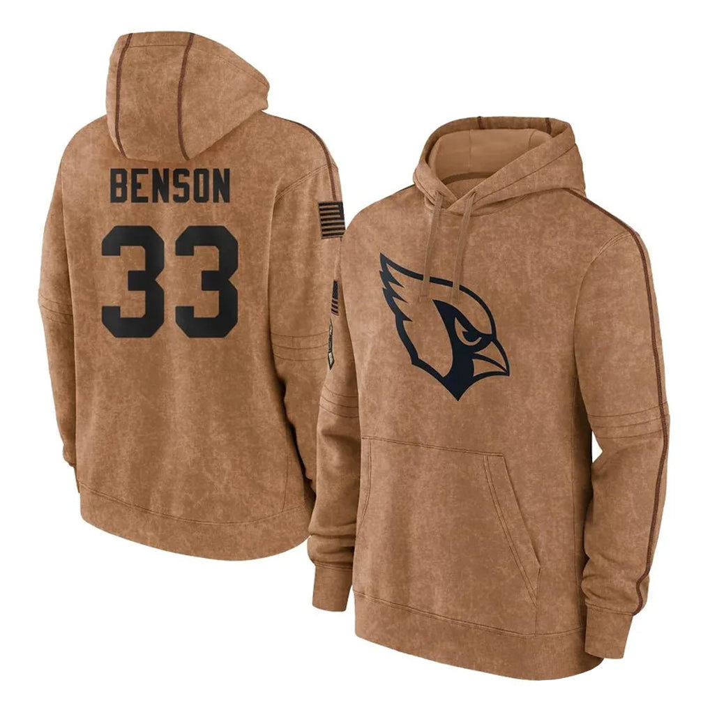 Parkc A.Cardinals #33 Trey Benson Player Brown Salute To Service Limited Hoodies Stitched Jerseys