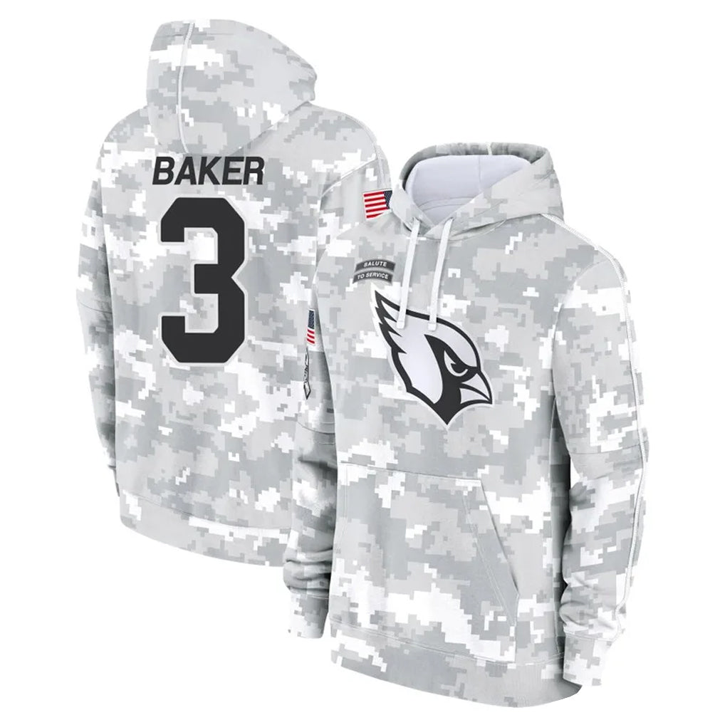 Parkc A.Cardinals #3 Budda Baker Player Arctic Camo Salute to Service Limited Hoodie Stitched Jerseys