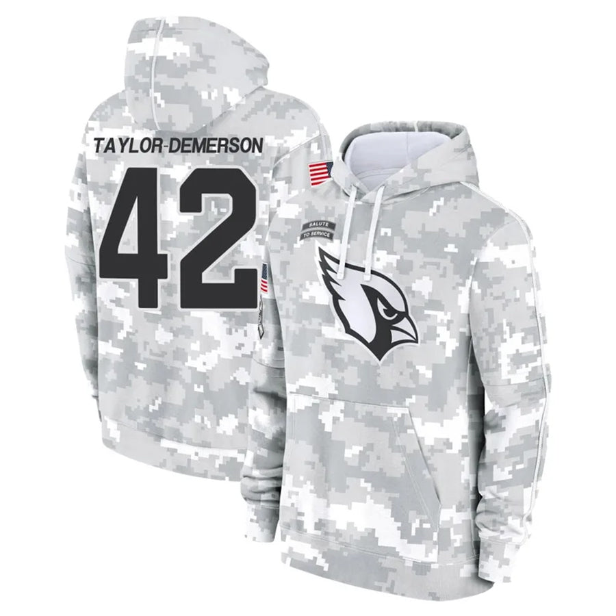 Parkc A.Cardinals #42 Dadrion Taylor-Demerson Player Camo Salute to Service Hoodies Stitched Jerseys