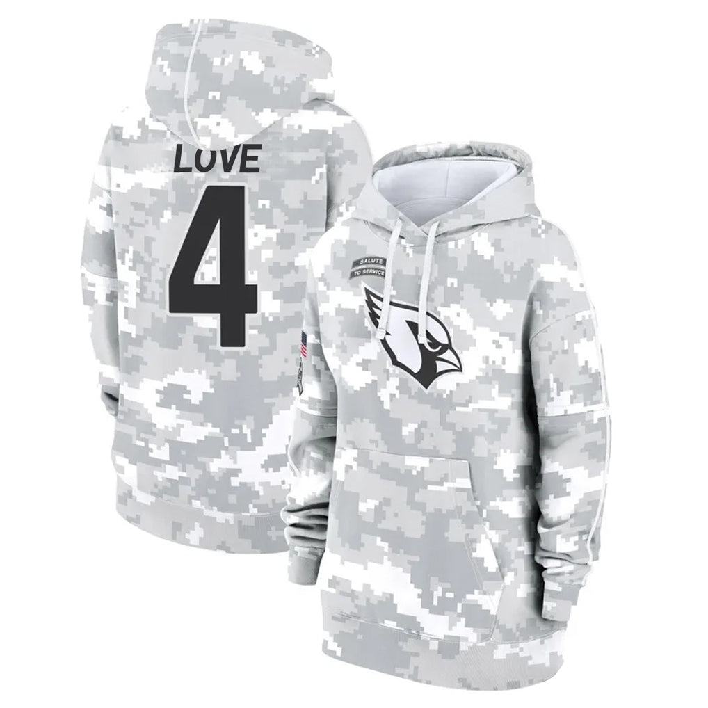 Parkc A.Cardinals #4 Jeremiyah Love Player Arctic Camo Salute to Service Hoodies Football Jerseys