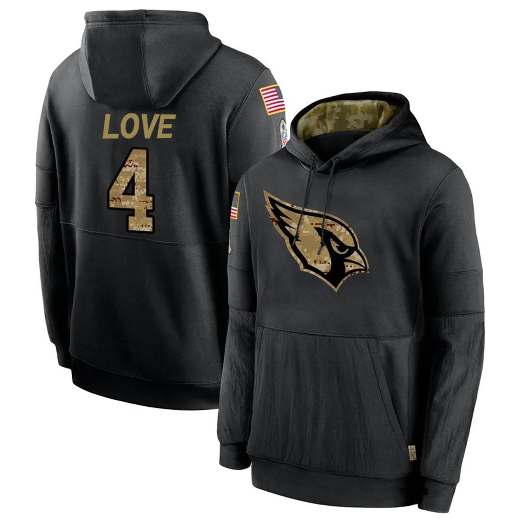 Parkc A.Cardinals #4 Jeremiyah Love Player Black Salute to Service Limited Hoodies Football Jerseys
