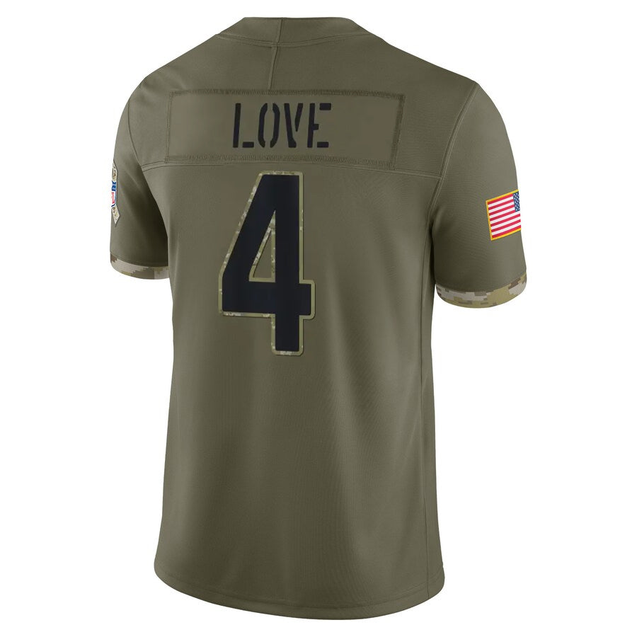 Parkc A.Cardinals #4 Jeremiyah Love Player Olive Salute To Service Limited Home Game Stitched Jerseys