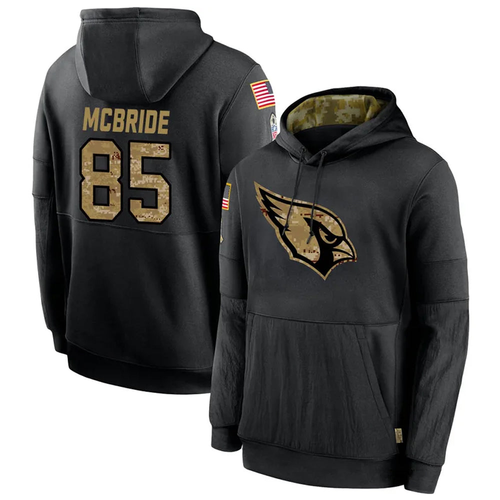 Parkc A.Cardinals #85 Trey McBride Player Black Salute to Service Hoodies Stitched Jerseys