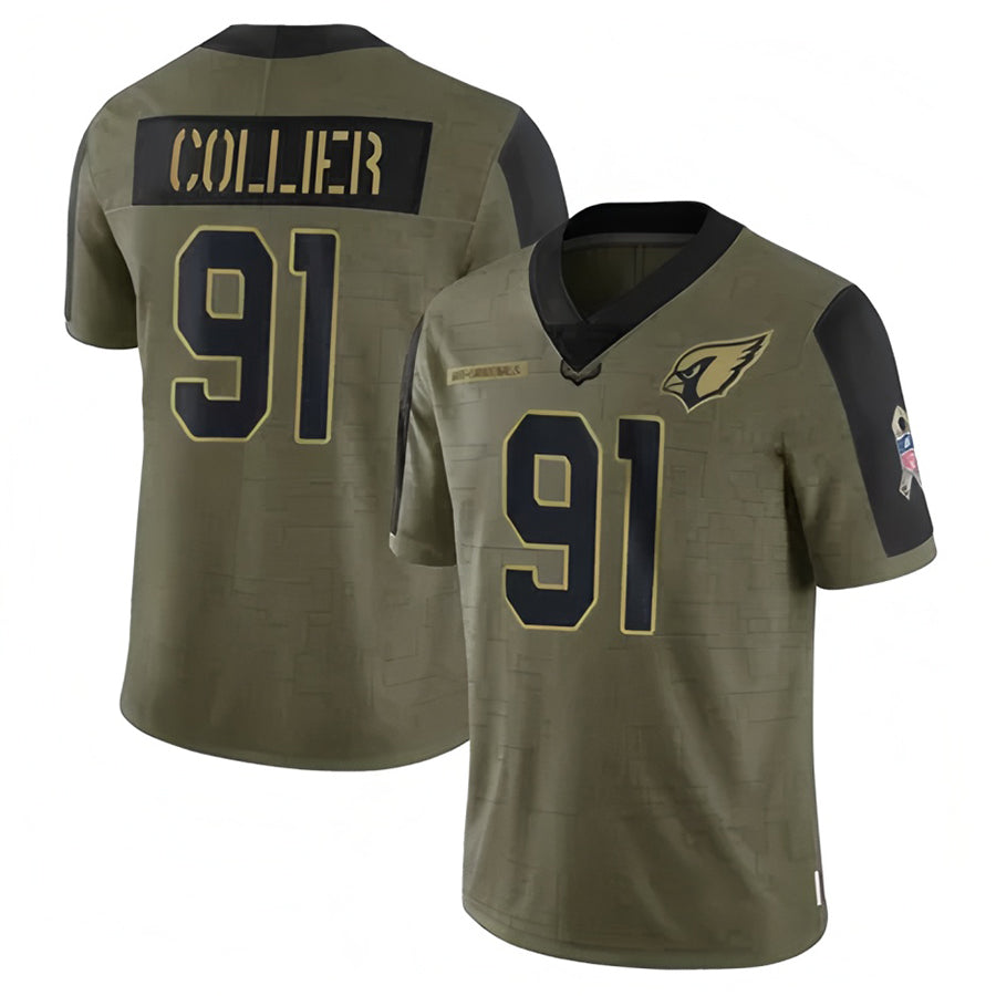 Parkc A.Cardinals #91 L.J. Collier Player Olive Salute To Service Stitched Jerseys