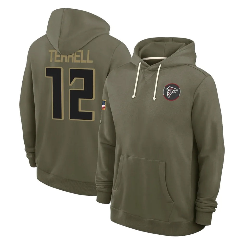 Parkc A.Falcons #12 Avieon Terrell Player Olive 2025 Salute to Service Hoodies Stitched Jerseys