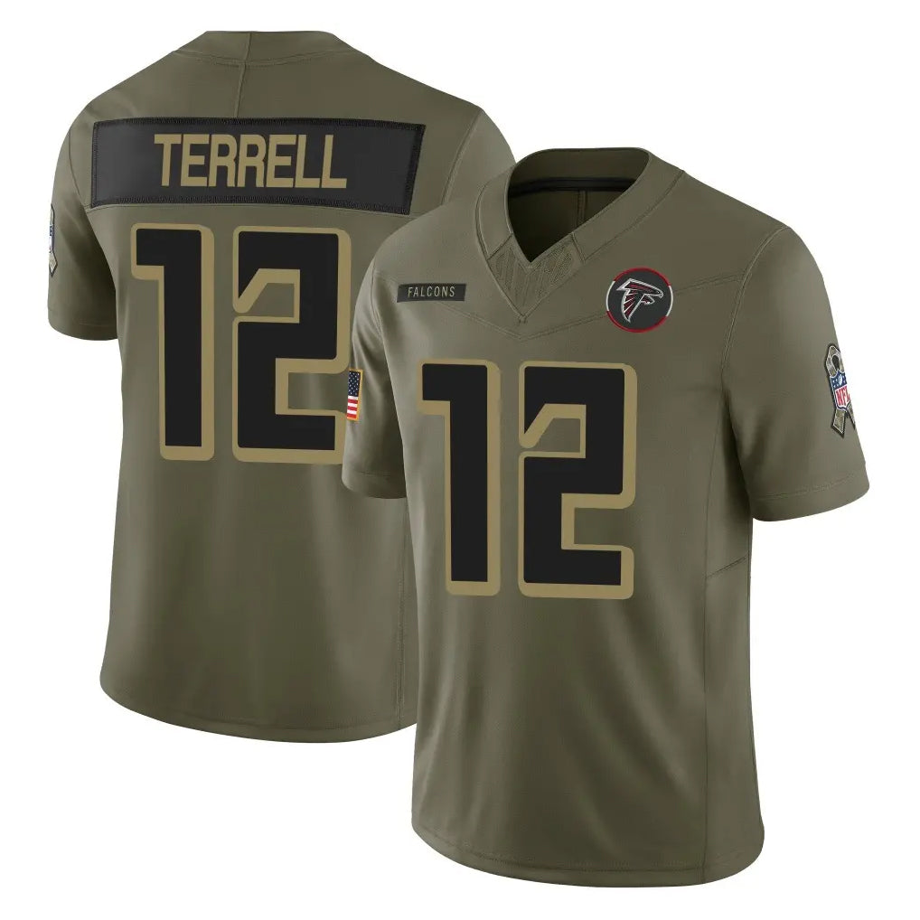 Parkc A.Falcons #12 Avieon Terrell Player Olive Salute To Service Limited Home Game Stitched Jerseys