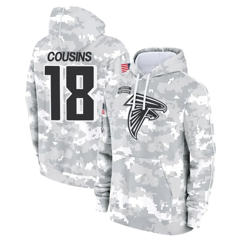 Parkc A.Falcons #18 Kirk Cousins Player Arctic Camo Salute to Service Limited Hoodie Stitched Jerseys