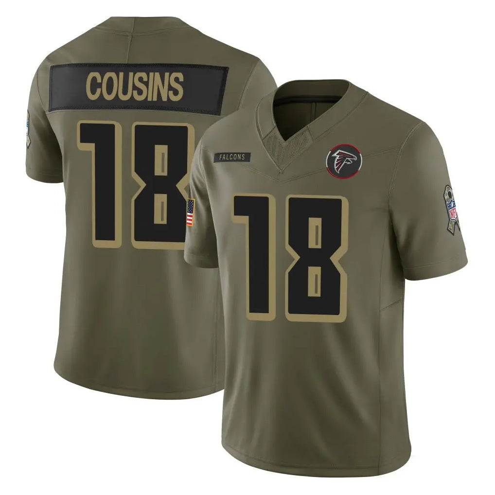 Parkc A.Falcons #18 Kirk Cousins Player Olive Salute To Service Limited Home Game Stitched Jerseys