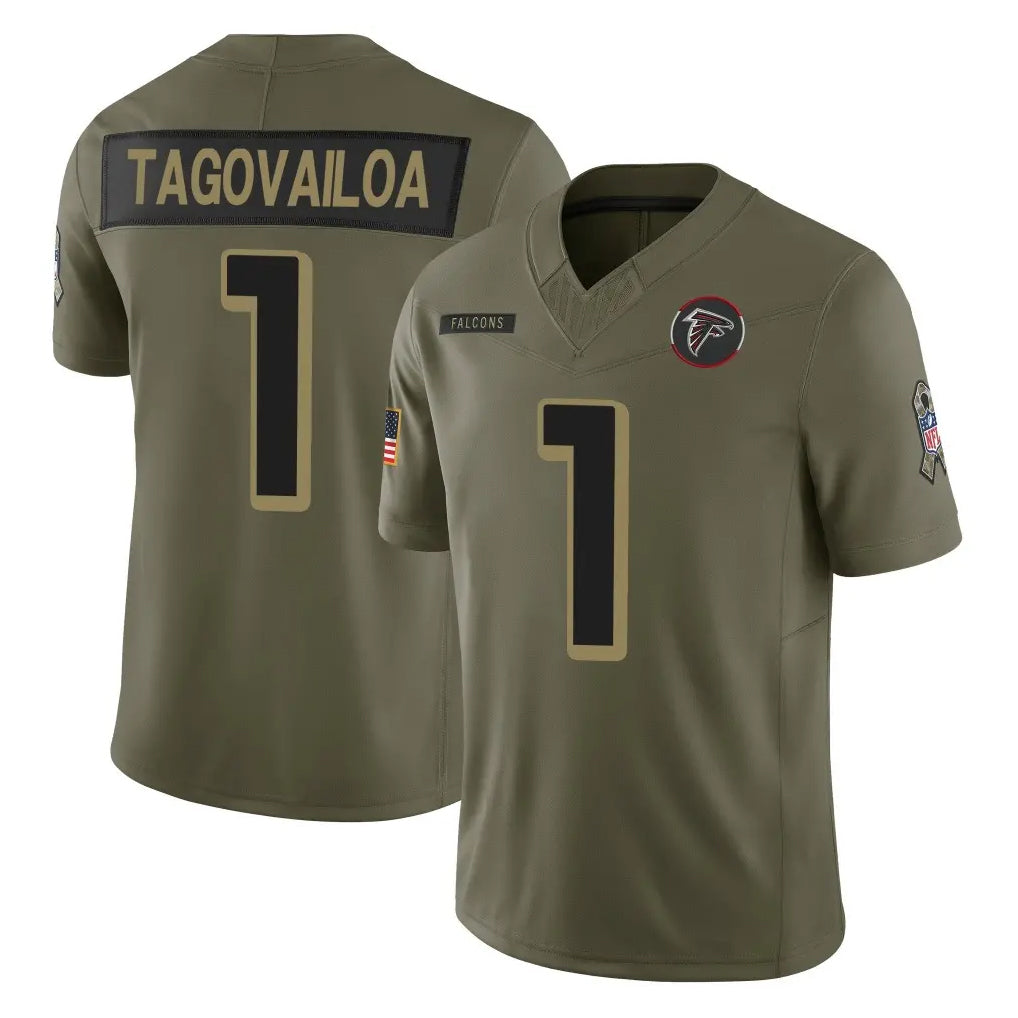 Parkc A.Falcons #1 Tua Tagovailoa Player Olive Salute To Service Limited Home Game Stitched Jerseys