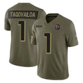 Parkc A.Falcons #1 Tua Tagovailoa Player Olive Salute To Service Limited Home Game Stitched Jerseys