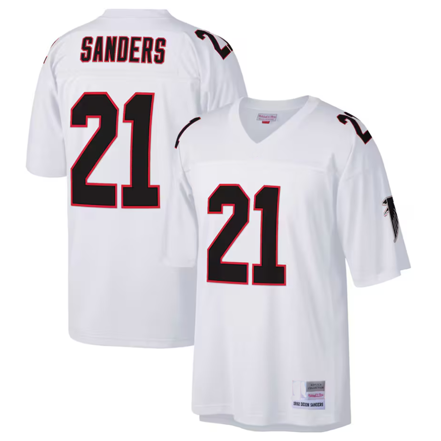 Parkc A.Falcons #21 Deion Sanders Mitchell & Ness Big & Tall 1992 Retired Player Stitched Jerseys - White