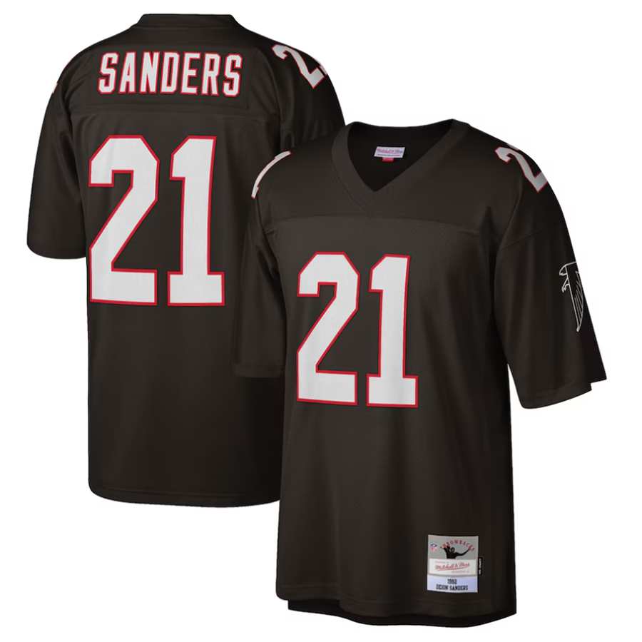 Parkc A.Falcons #21 Deion Sanders Mitchell & Ness Black 1992 Retired Player Replica Stitched Jerseys