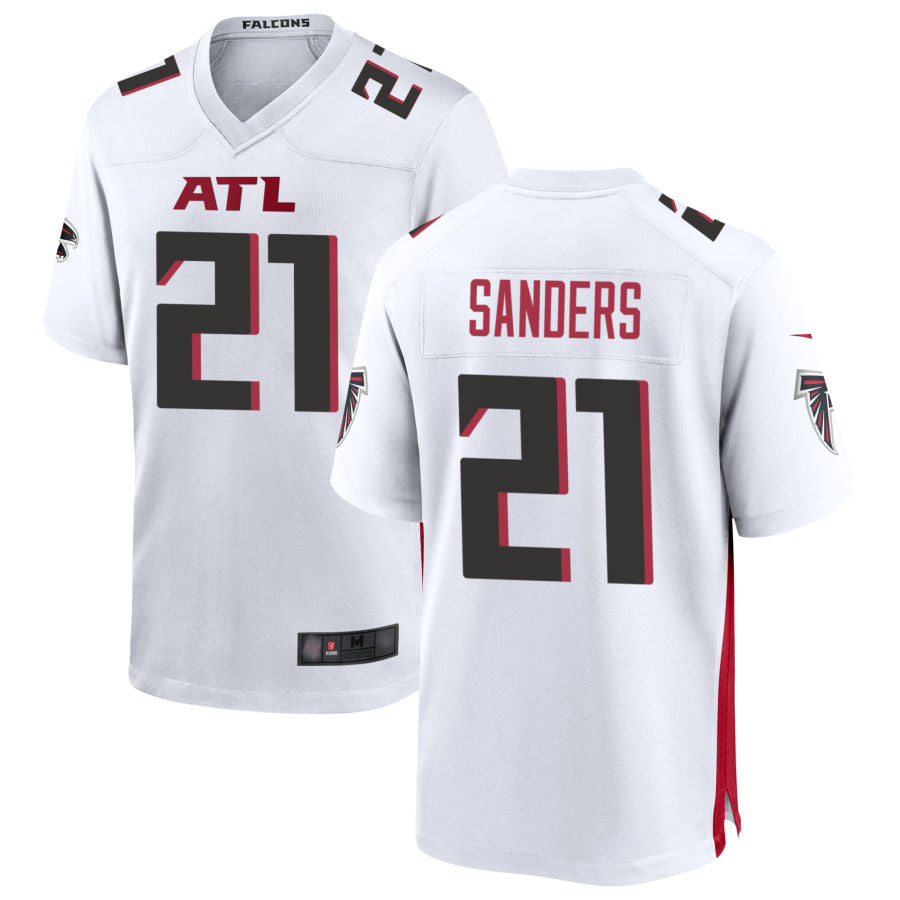 Parkc A.Falcons #21 Deion Sanders Player White Home Game Stitched Jerseys