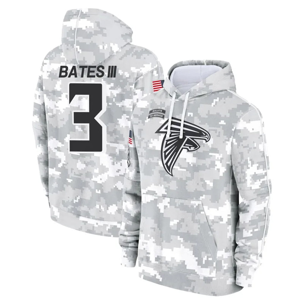 Parkc A.Falcons #3 Jessie Bates III Player Camo Arctic Salute to Service Hoodies Limited Stitched Jerseys