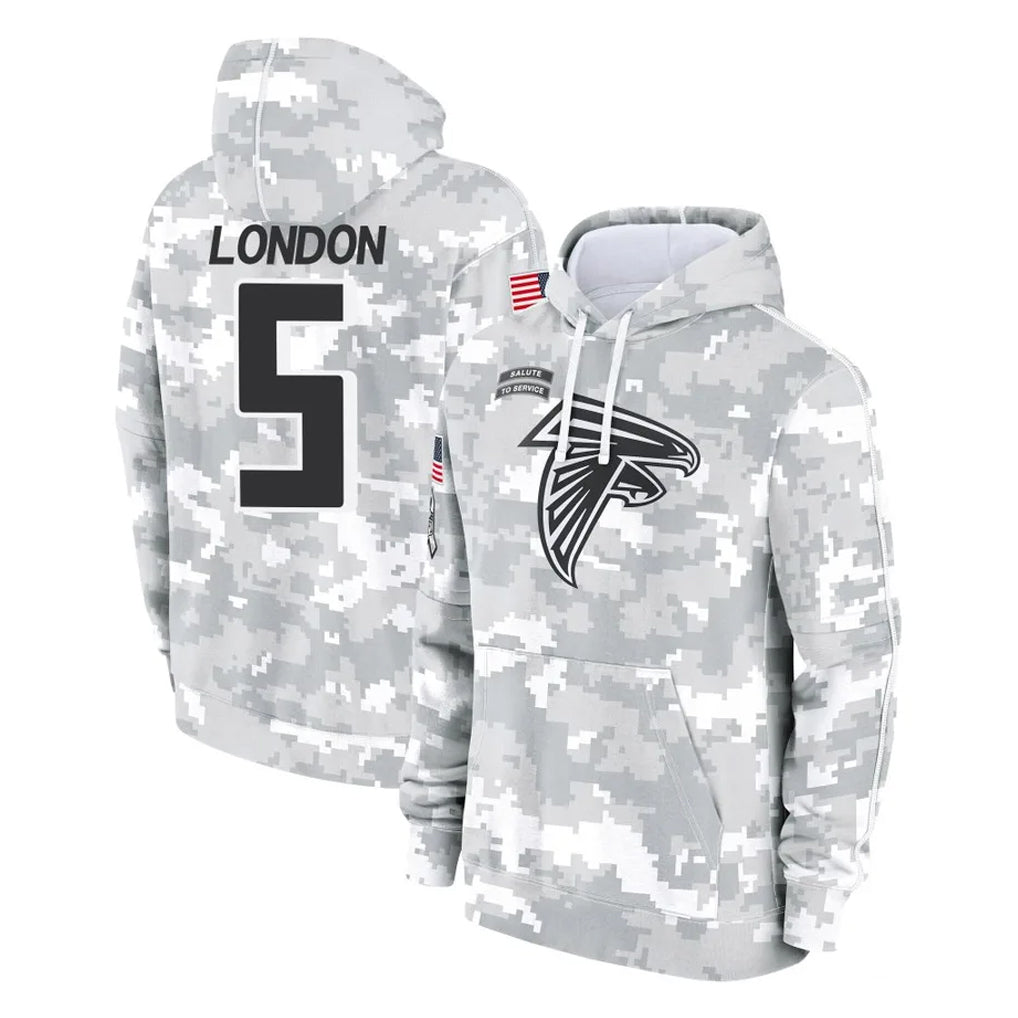 Parkc A.Falcons #5 Drake London Player Camo Arctic Salute to Service Hoodies Limited Stitched Jerseys