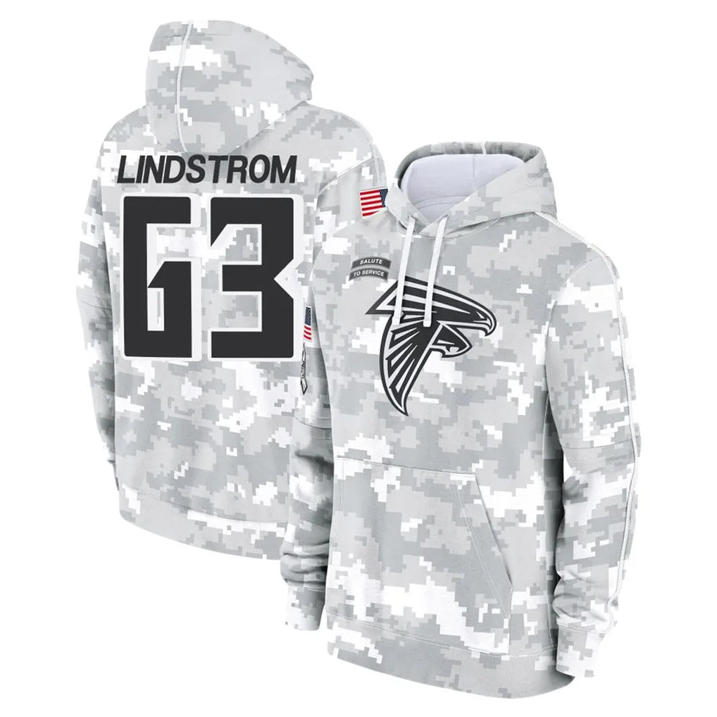 Parkc A.Falcons #63 Chris Lindstrom Player Arctic Camo Salute to Service Limited Hoodie Stitched Jerseys