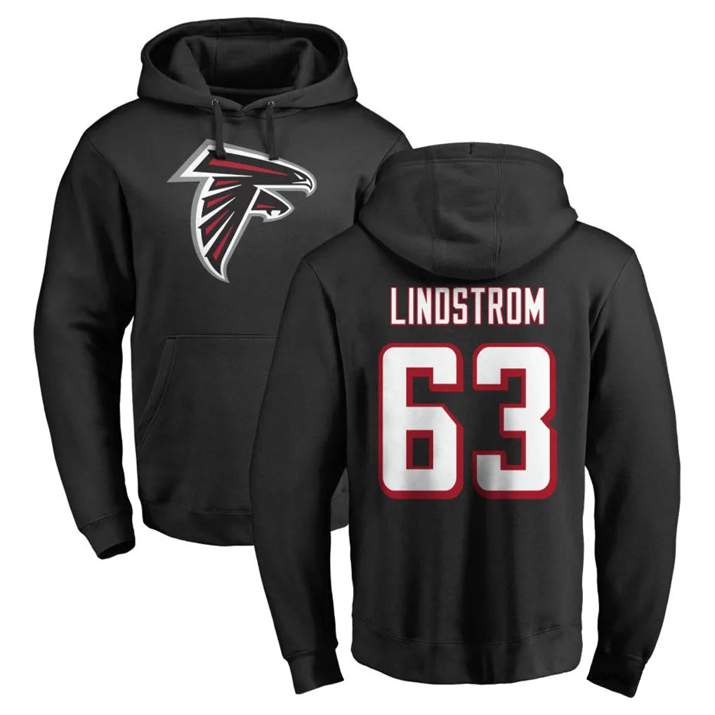 Parkc A.Falcons #63 Chris Lindstrom Player Black Salute to Service Hoodies Stitched Jerseys