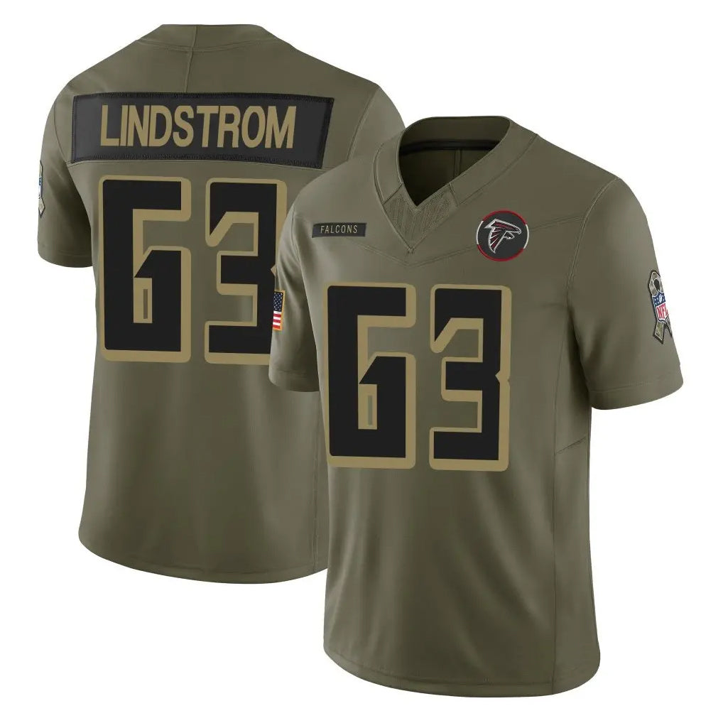 Parkc A.Falcons #63 Chris Lindstrom Player Olive Salute To Service Limited Home Game Stitched Jerseys