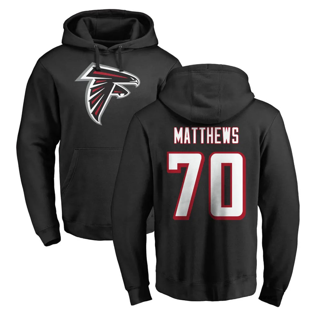 Parkc A.Falcons #70 Jake Matthews Player Black Salute to Service Hoodies Stitched Jerseys
