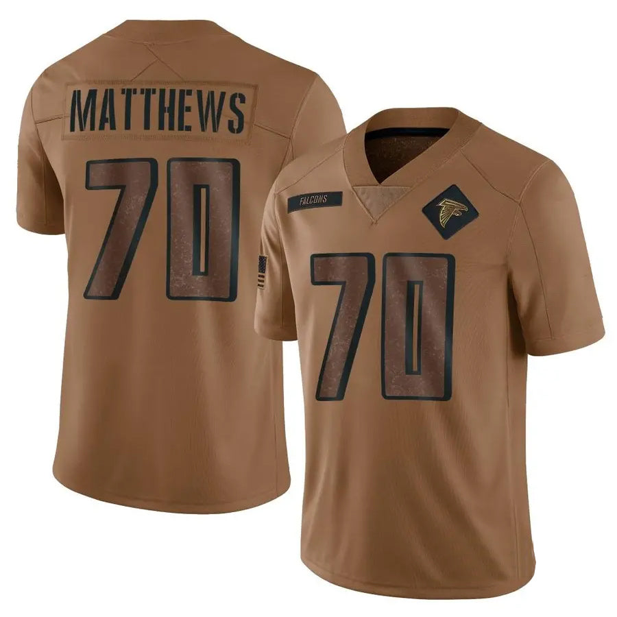 Parkc A.Falcons #70 Jake Matthews Player Brown Salute To Service Limited Stitched Jerseys