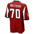 Parkc A.Falcons #70 Jake Matthews Player Red Game Stitched Jerseys