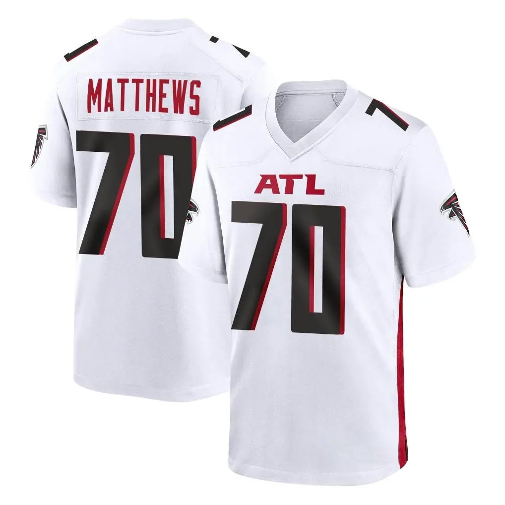 Parkc A.Falcons #70 Jake Matthews Player White Home Game Stitched Jerseys