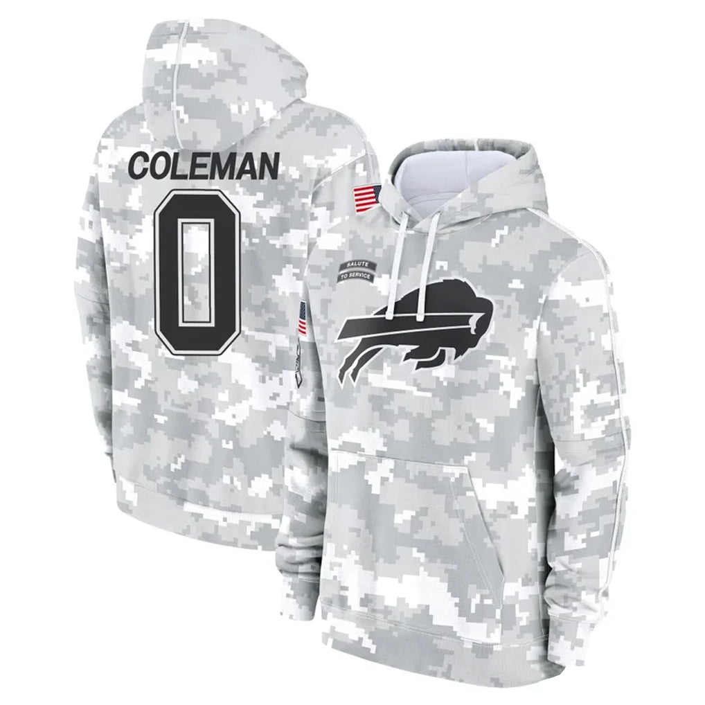 Parkc B.Bills #0 Keon Coleman Player Arctic Camo Salute to Service Hoodies Stitched Jerseys