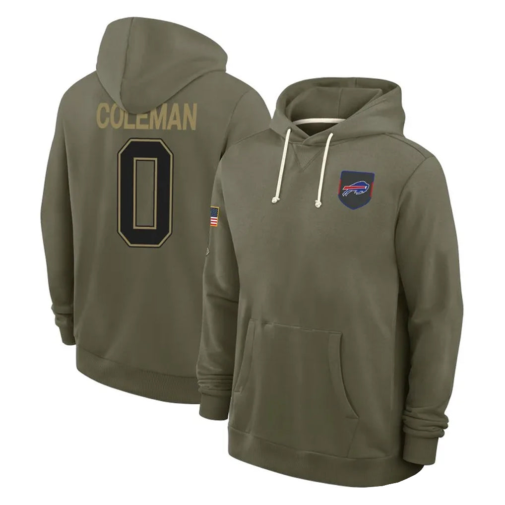 Parkc B.Bills #0 Keon Coleman Player Olive Salute To Service Hoodies Game Stitched Jerseys