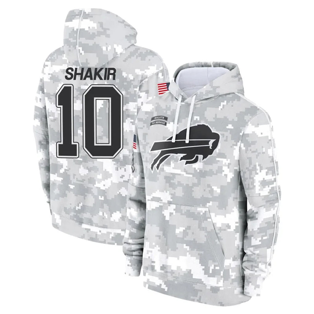 Parkc B.Bills #10 Khalil Shakir Player Arctic Camo Salute to Service Hoodies Limited Stitched Jerseys