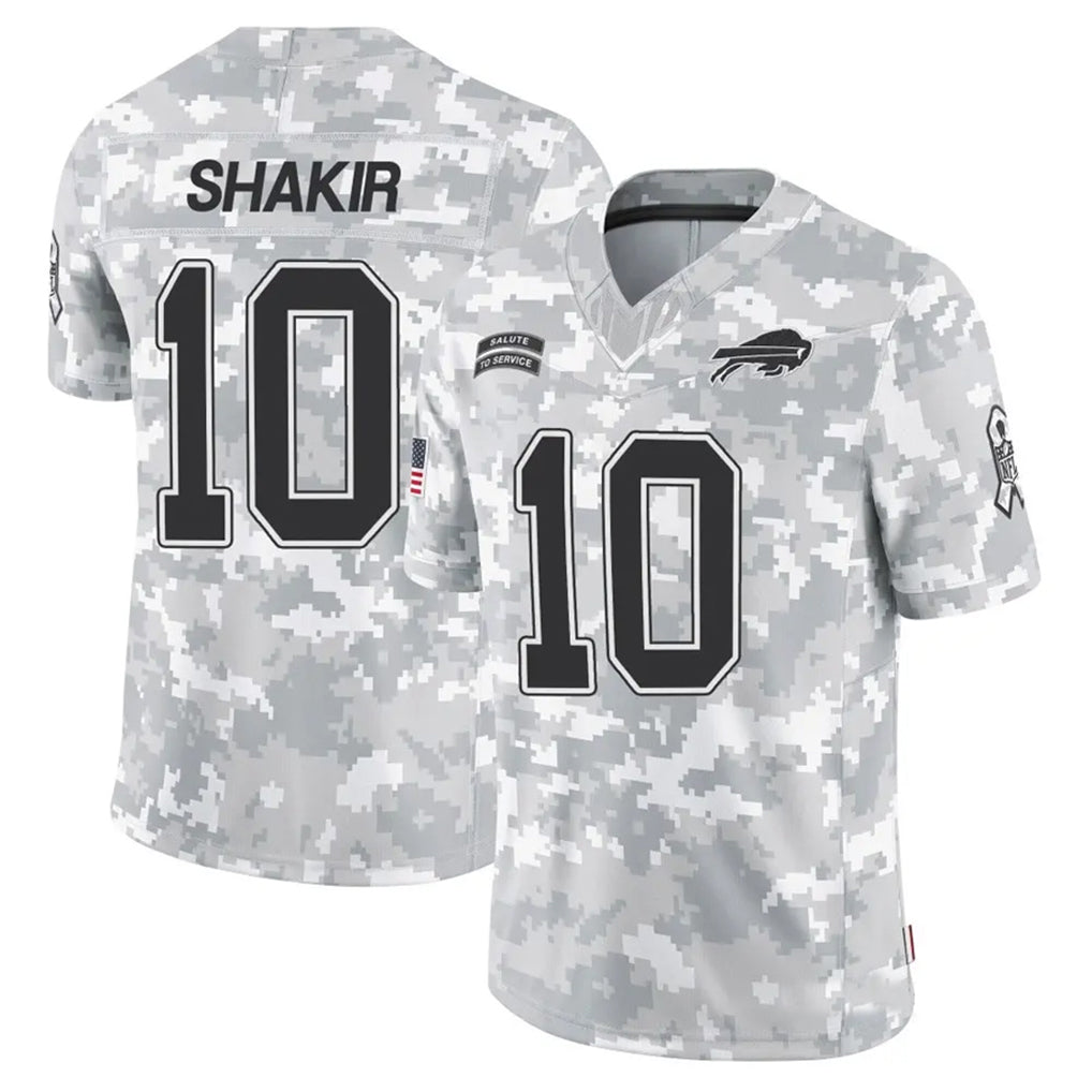 Parkc B.Bills #10 Khalil Shakir Player Arctic Camo Salute to Service Limited Stitched Jerseys