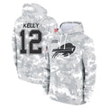 Parkc B.Bills #12 Jim Kelly Player Arctic Camo Salute to Service Hoodies Limited Stitched Jerseys