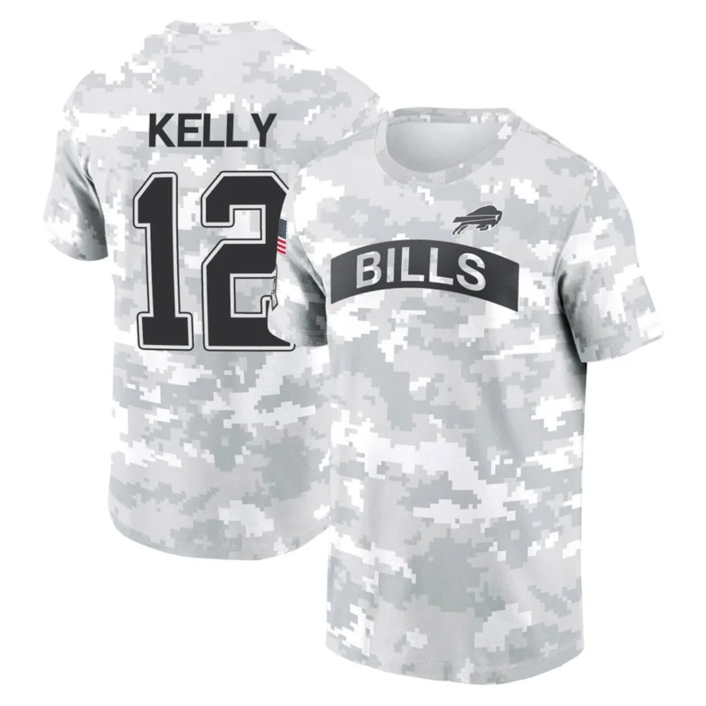Parkc B.Bills #12 Jim Kelly Player Arctic Camo Salute to Service T-Shirt Hoodies Stitched Jerseys