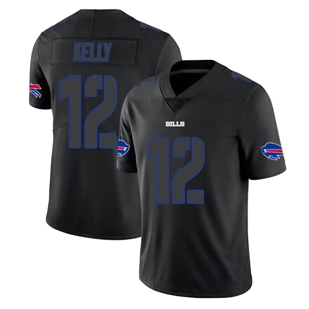 Parkc B.Bills #12 Jim Kelly Player Black Impact Limited Game Stitched Jerseys