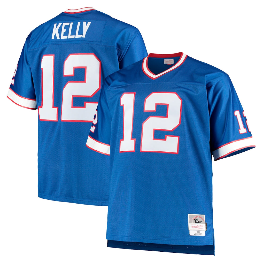 Parkc B.Bills #12 Jim Kelly Player Royal Mitchell & Ness Big & Tall 1990 Retired Replica Limited Stitched Jerseys