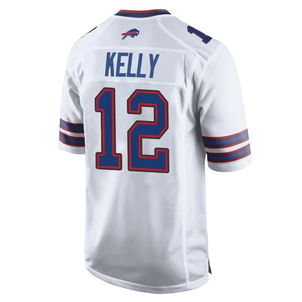 Parkc B.Bills #12 Jim Kelly Player White Home Game Stitched Jerseys