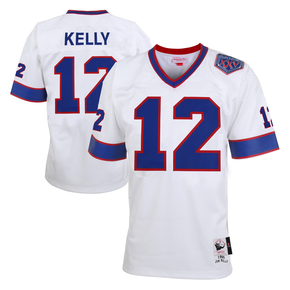Parkc B.Bills #12 Jim Kelly Player White Mitchell & Ness XXV Throwback Limited Stitched Jerseys