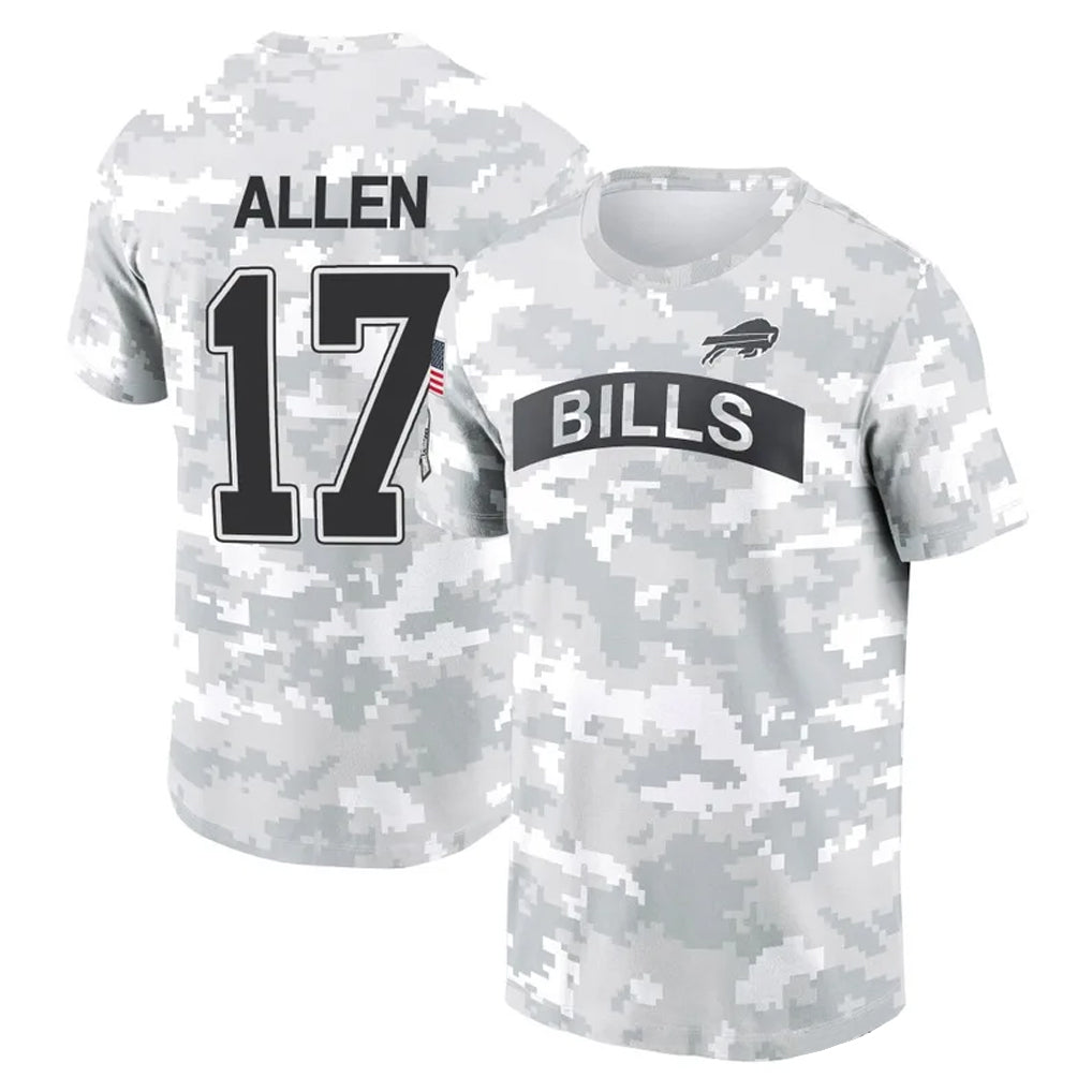 Parkc B.Bills #17 Josh Allen Player Arctic Camo Salute to Service T-Shirt Hoodies Stitched Jerseys