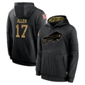 Parkc B.Bills #17 Josh Allen Player Black Salute to Service Hoodies Hame Stitched Jerseys