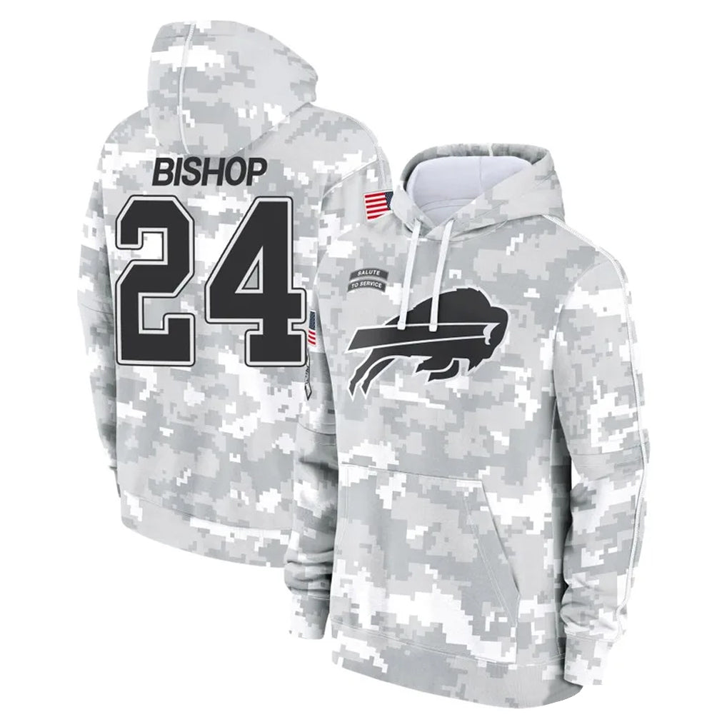 Parkc B.Bills #24 Cole Bishop Player Arctic Camo Salute to Service Hoodies Limited Stitched Jerseys