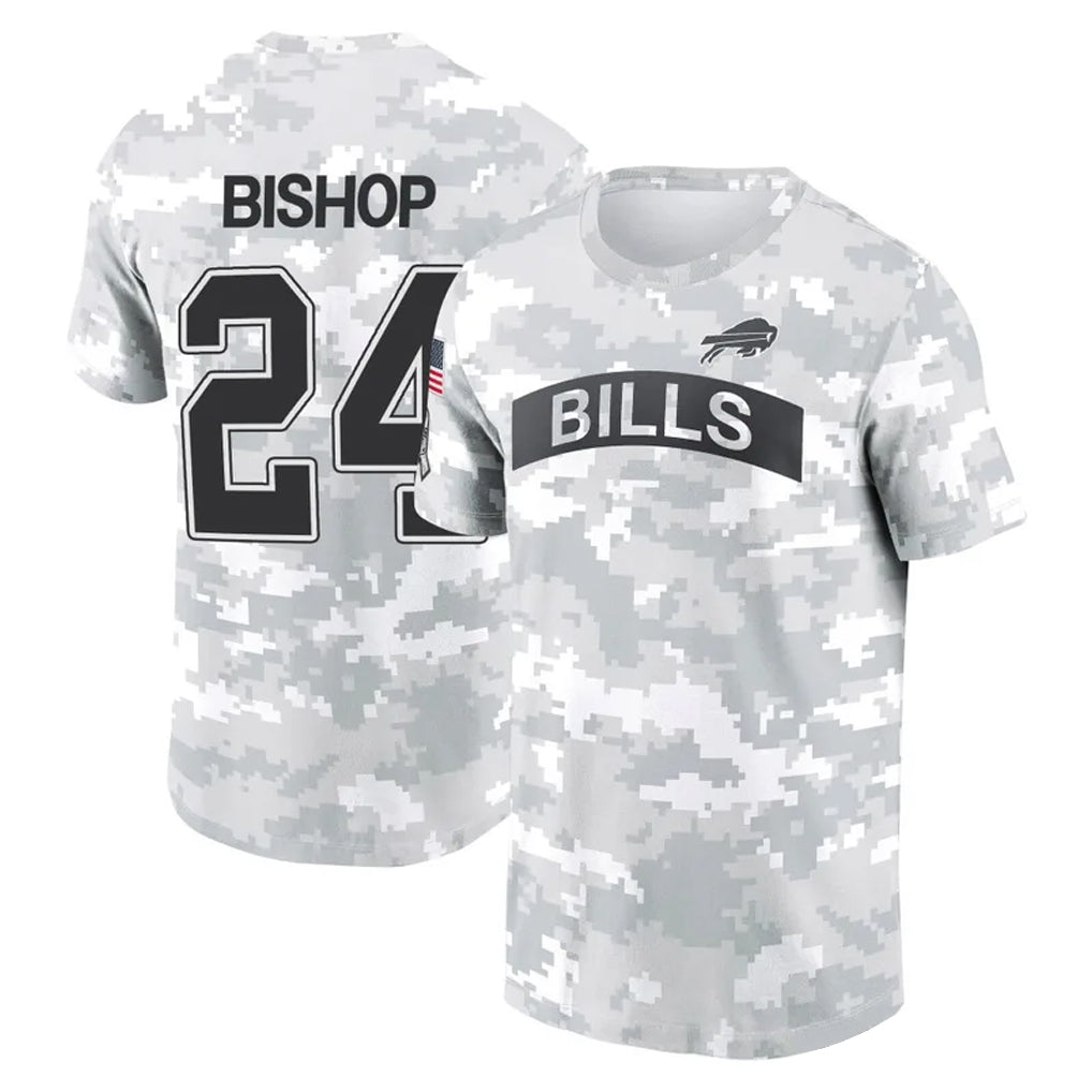 Parkc B.Bills #24 Cole Bishop Player Arctic Camo Salute to Service T-Shirt Hoodies Stitched Jerseys