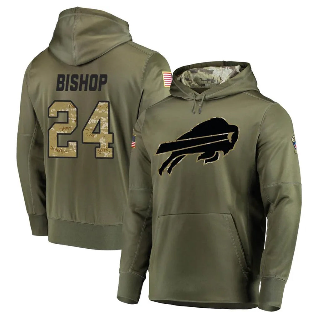Parkc B.Bills #24 Cole Bishop Player Olive Salute to Service Hoodies Game Stitched Jerseys