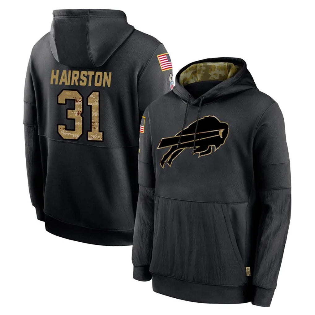 Parkc B.Bills #31 Maxwell Hairston Player Black Salute to Service Hoodies Hame Stitched Jerseys