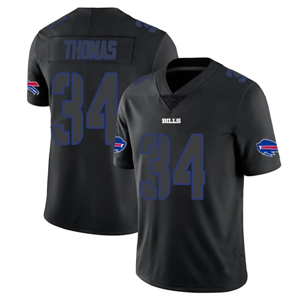 Parkc B.Bills #34 Thurman Thomas Player Black Impact Limited Home Game Stitched Jerseys
