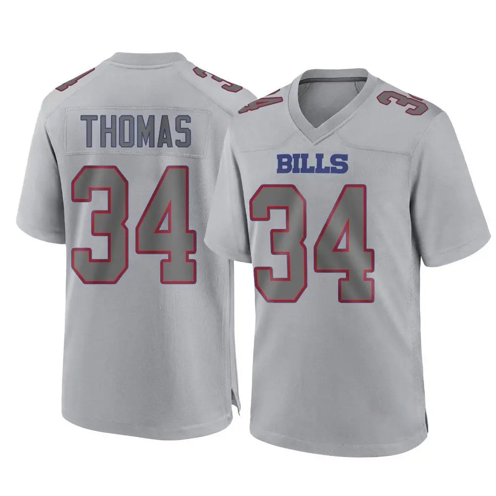 Parkc B.Bills #34 Thurman Thomas Player Gray Fashion Home Game Stitched Jerseys
