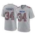 Parkc B.Bills #34 Thurman Thomas Player Gray Fashion Home Game Stitched Jerseys