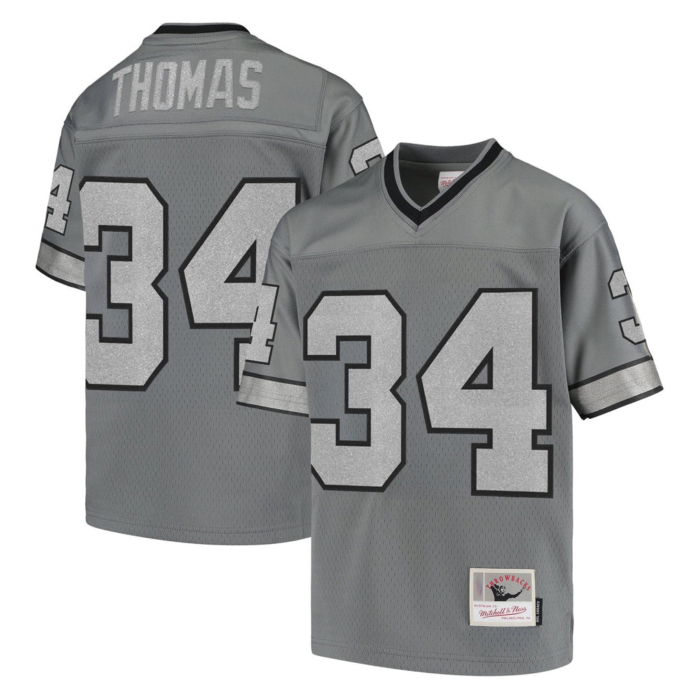 Parkc B.Bills #34 Thurman Thomas Player Gray Throwback Replica Stitched Jerseys