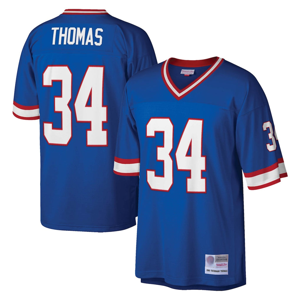 Parkc B.Bills #34 Thurman Thomas Player Royal Mitchell & Ness Legacy Replica Stitched Jerseys